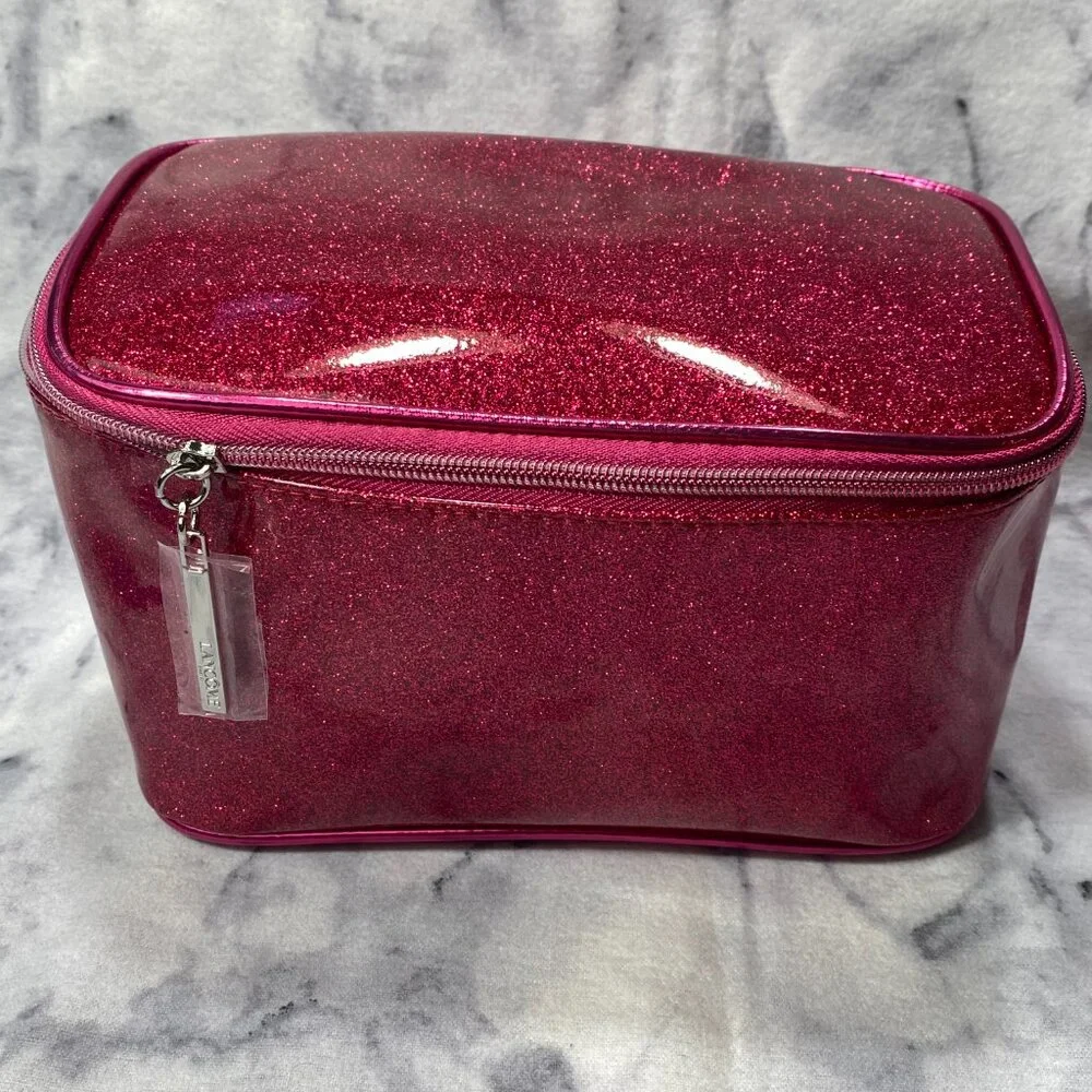 Lancome Beauty Gift Set-Sparkly Red Pouch,Eye Cream,Remover,Mascara-4pc-NEW